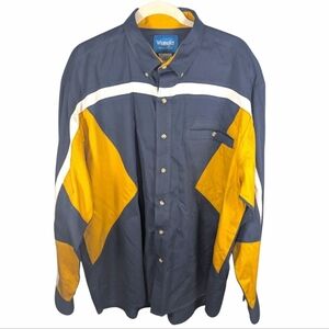 Vintage Wrangler Western Cowboy Rancher Long Sleeve Button Down Shirt Size XL